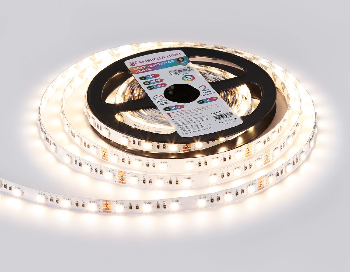 Светодиодная лента Ambrella Light LED Strip 24В 5050 10Вт/м RGBW+3000K 5м IP20 GS4401 в Санкт-Петербурге