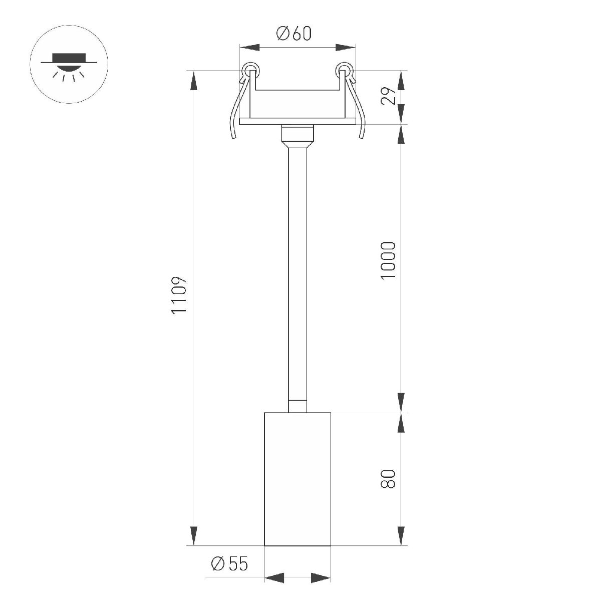 Встраиваемый спот Arlight LGD-PERISCOPE-R55-9W Warm3000 (BK, 24 deg, 230V) 045203 в Санкт-Петербурге