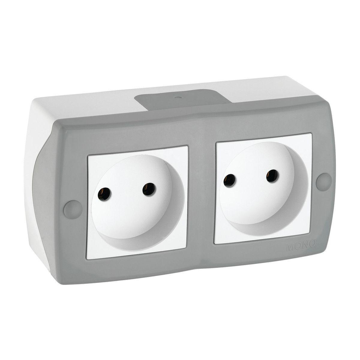 Розетка на 2 поста без заземления Mono Electric Octans IP20 16А 250В бело-серый 104-020006-121 в Санкт-Петербурге