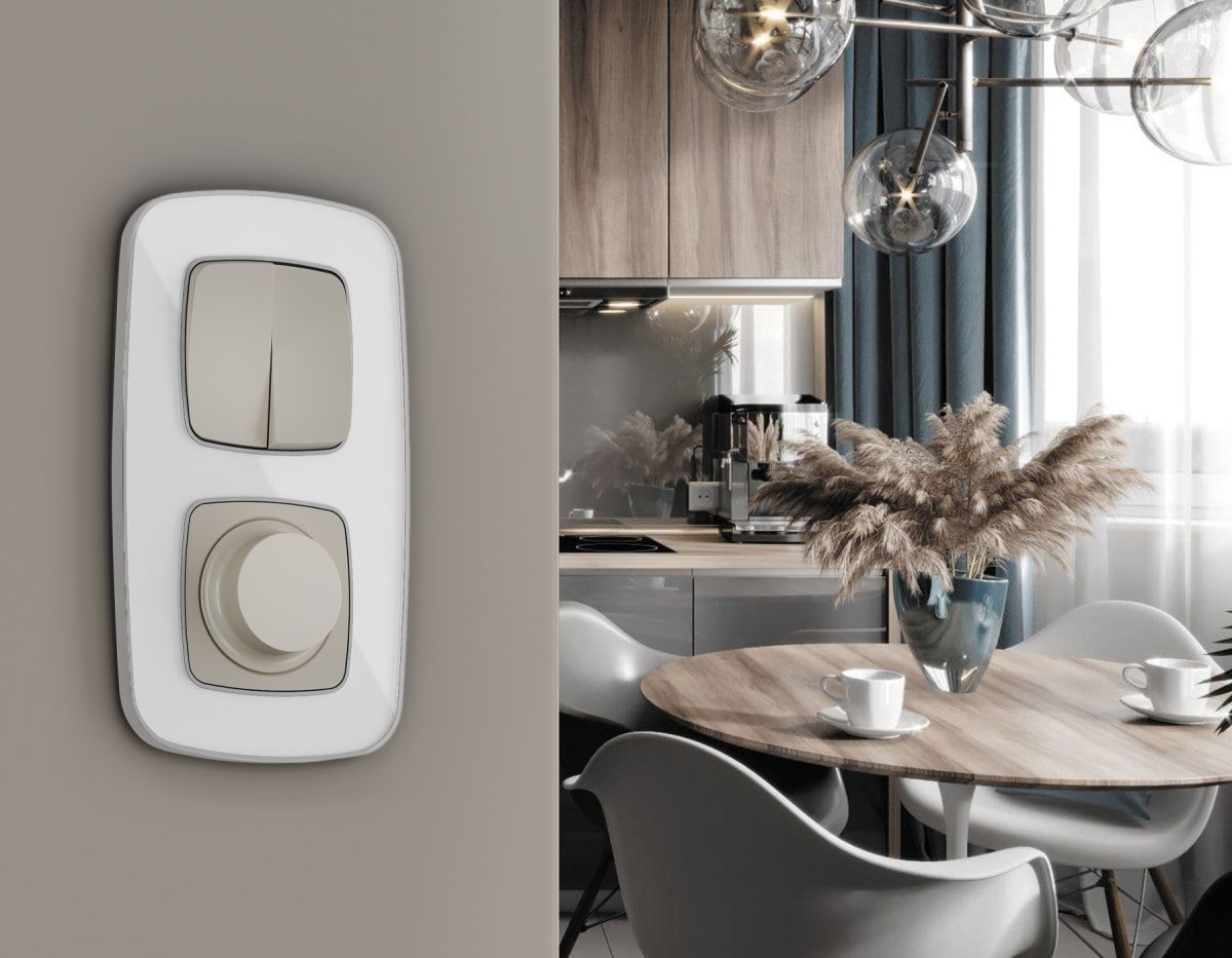 Комплект механизма 2-клавишного перекрестного выключателя Ambrella Volt 10A-250V OMEGA MO363030 Серо-бежевый матовый QUANT (OP3630, VM125) в Санкт-Петербурге