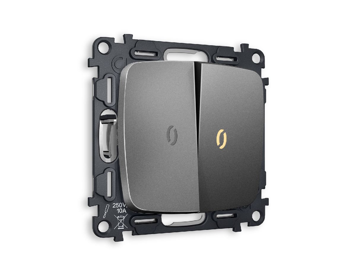 Комплект механизма 2-кл выключателя с подсветкой Ambrella Volt Omega MO654010 в Санкт-Петербурге