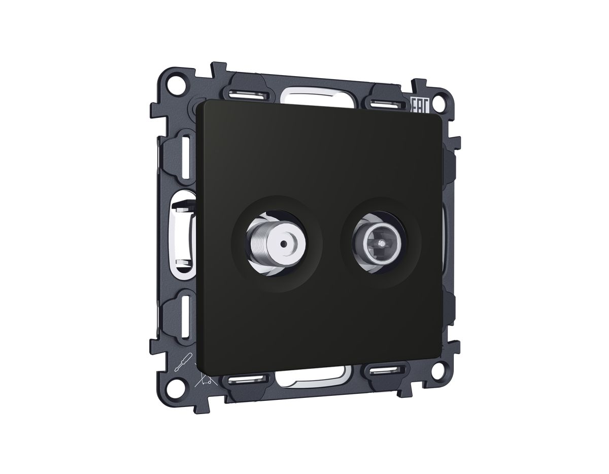 Комплект механизма розетки TV оконечной + SAT 5-862MHz 3.5dB/950-2150MHz 3.5dB Alfa Черный матовый Quant Ambrella Volt MA813310 (AP8133, VM217) в #REGION_NAME_DECLINE_PP#