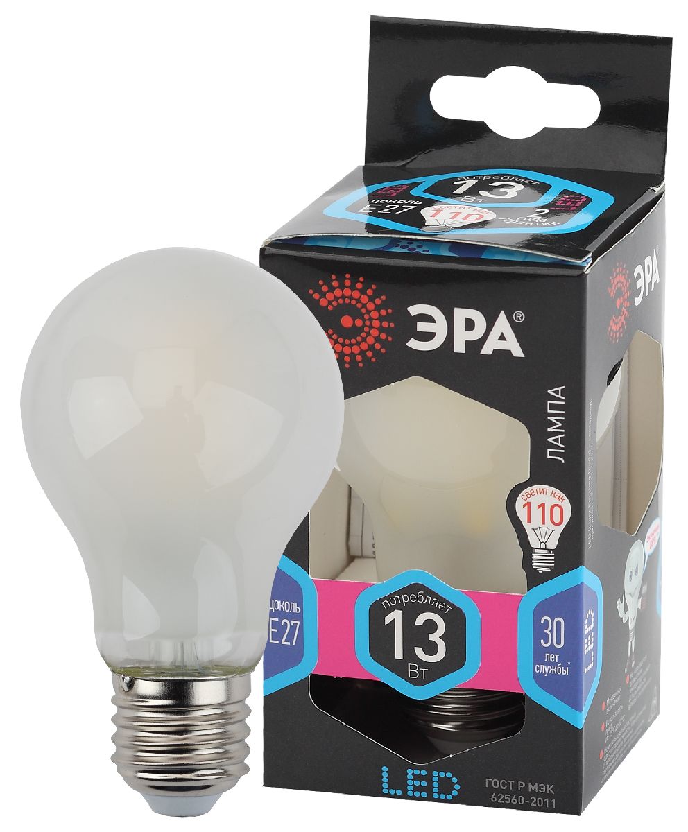 Лампа светодиодная Эра E27 13W 4000K F-LED A60-13W-840-E27 frost Б0044092 в Санкт-Петербурге