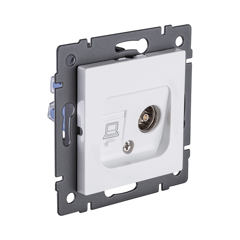 Розетка двойная TV (мама) + RJ45 Cat.6, белый Kollinger REA-021WH для Aspekt, Eleganz, Reflex в Санкт-Петербурге