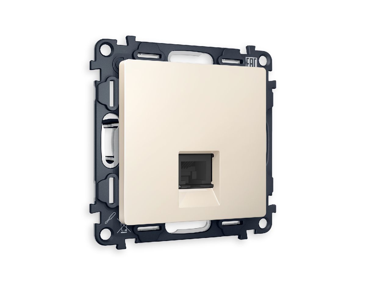 Комплект механизма компьютерной розетки RJ-45(8P8C) CAT6 со шторкой Ambrella Volt Alfa MA332010 в Санкт-Петербурге