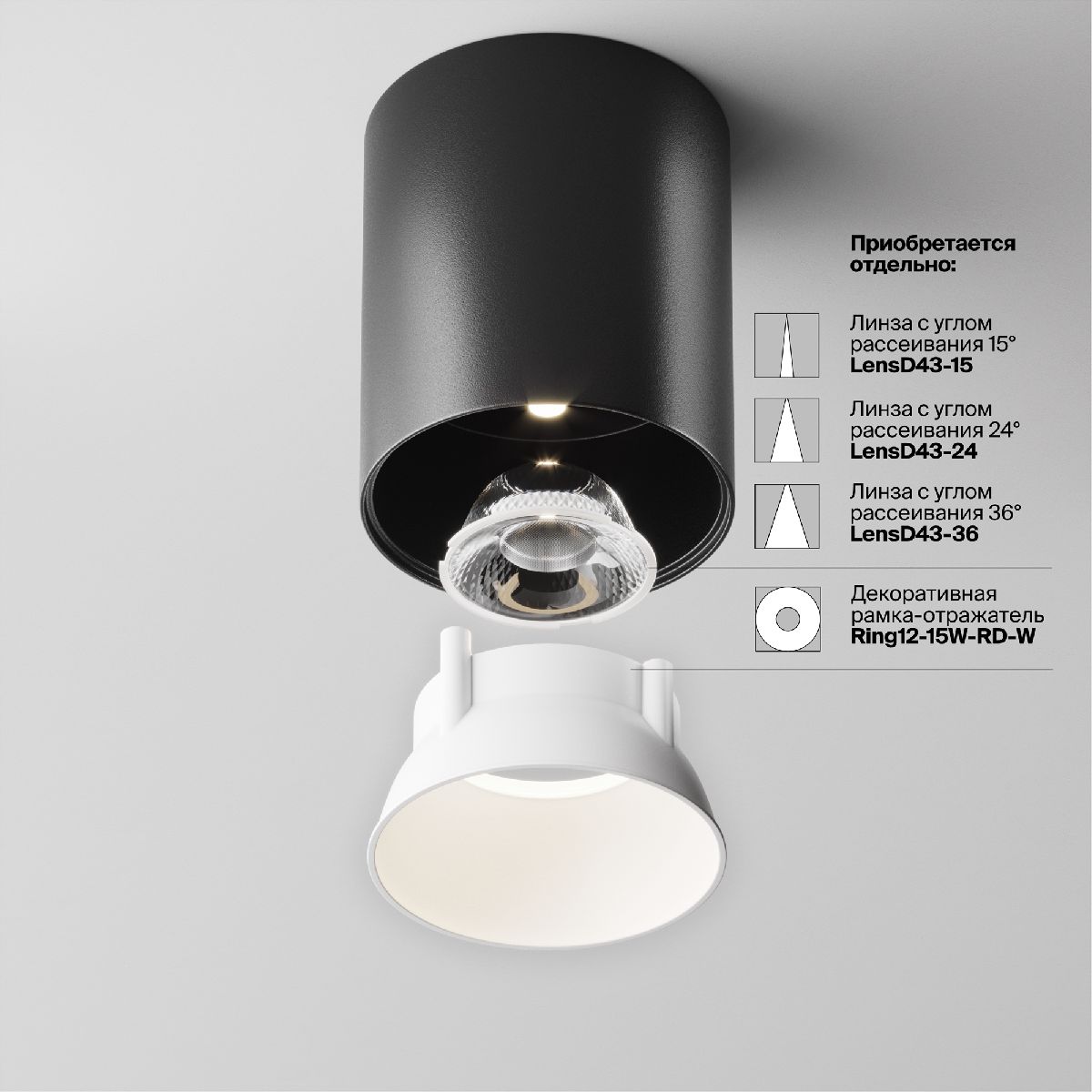 Накладной светильник Maytoni Alfa LED C064CL-12W4K-RD-B в Санкт-Петербурге