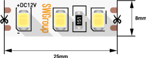 Светодиодная лента SWG Standard 12В 2835 9,6Вт/м 3000-3500K 5м IP66 SWG2120-12-9.6-WW-66-M 019159 в Санкт-Петербурге