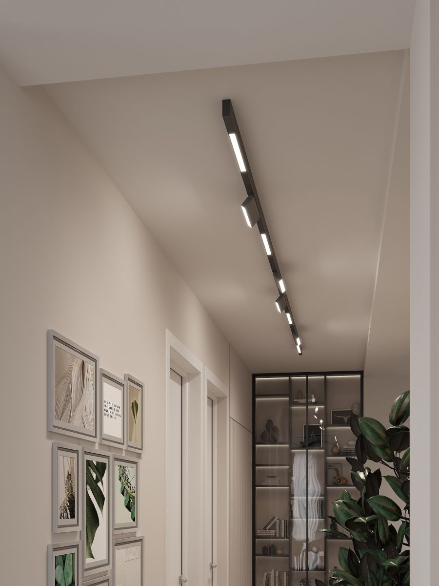 Трековая система со светильниками №6 трехфазная накладная Eldeko (48В, форма - прямая, 4м, 3000K) черная Hesby Lighting HSBL_kompl_E006_NI4B3K в #REGION_NAME_DECLINE_PP#