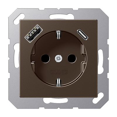 Розетка 2K+З USB Typ AC Jung A1520-15CAMO в Санкт-Петербурге