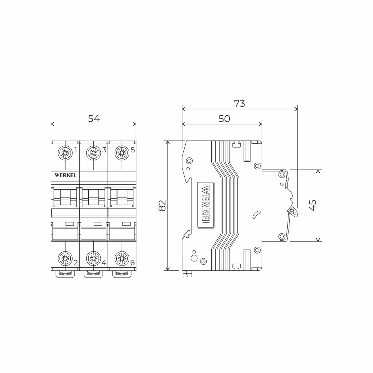 Автоматический выключатель 3P 16 A C 6 kА Werkel W903P166 4690389192807 a062549 в Санкт-Петербурге