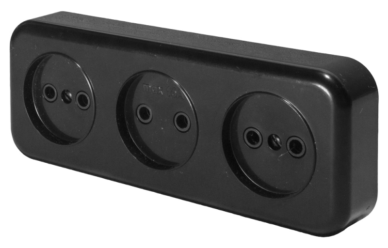Розетка 3-местная Stekker PST16-50-20 (RA 16-344-Ч) 39700 в Санкт-Петербурге