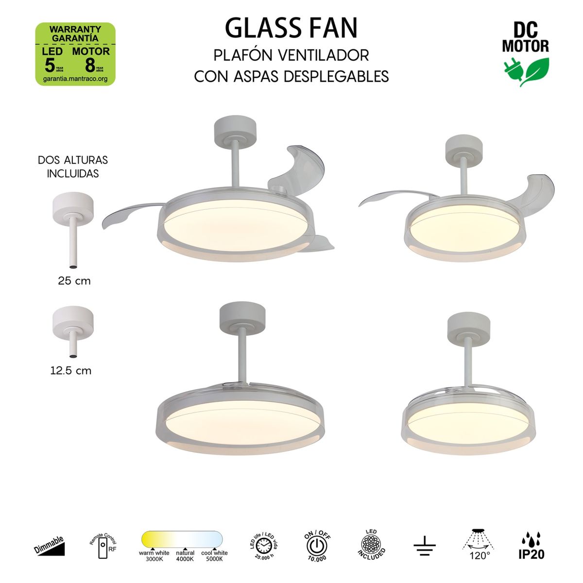 Люстра-вентилятор Mantra Glass Fan 9525 в Санкт-Петербурге