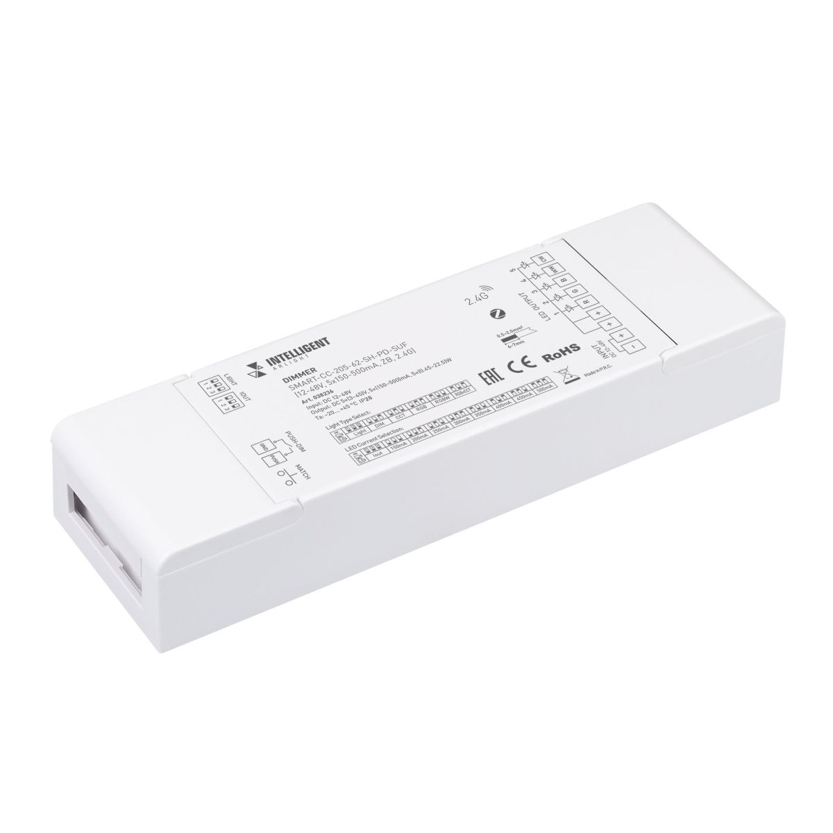 Диммер Arlight SMART-CC-205-62-SH-PD-SUF (12-48V, 5x150-500mA, ZB, 2.4G) 038236 в Санкт-Петербурге