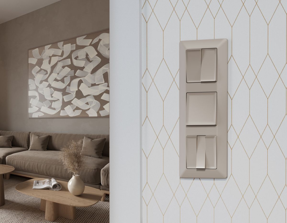 Комплект механизма 2-клавишного перекрестного выключателя 10A-250V Alfa Серо-бежевый матовый Quant Ambrella Volt MA363030 (AP3630, VM125) в #REGION_NAME_DECLINE_PP#