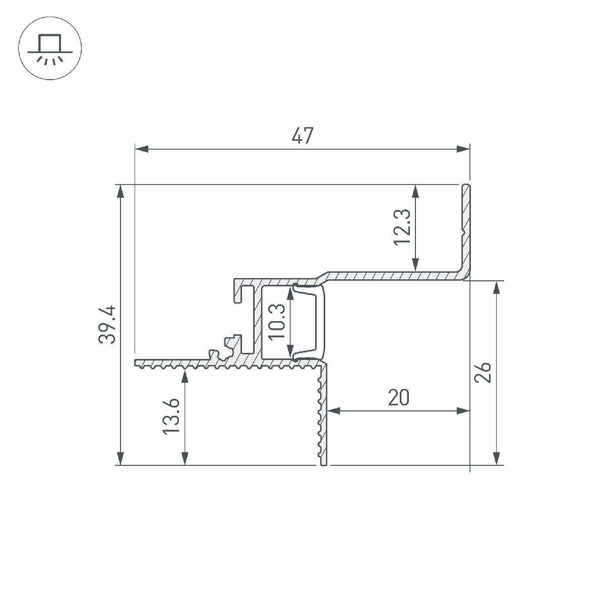 Алюминиевый профиль Arlight LINE-1715-2000 WHITE 044259(1) в Санкт-Петербурге