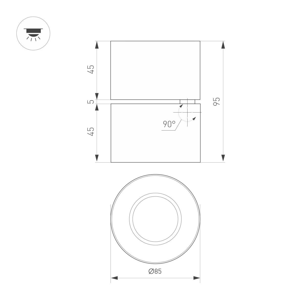 Спот Arlight SP-POINT-SURFACE-R85-12W Warm3200-MIX (BK, 15 deg, 230V) (IP20 Металл) 058607 в Санкт-Петербурге