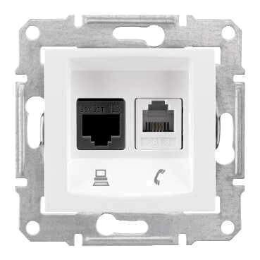 Розетка телефонная RJ-11 и Ethernet RJ-45 Schneider Electric Sedna UTP SDN5100121 в Санкт-Петербурге