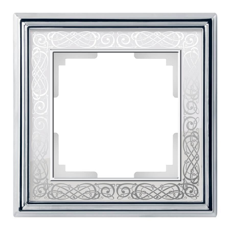 Рамка Werkel Palacio Gracia на 1 пост хром/белый WL77-Frame-01 4690389126031 в Санкт-Петербурге