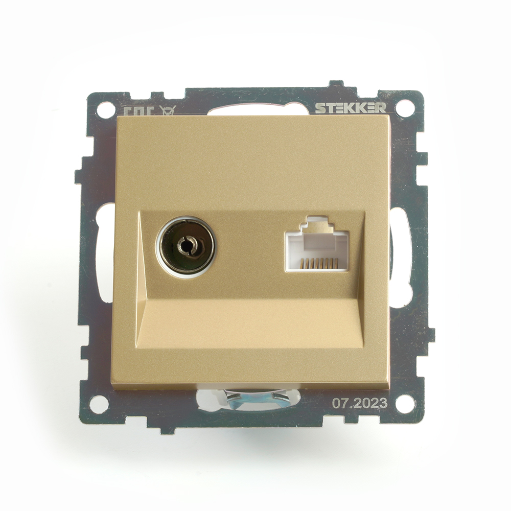 Розетка TV + компьютерная RJ-45 Stekker Катрин GLS00-7106-08 49230 в Санкт-Петербурге