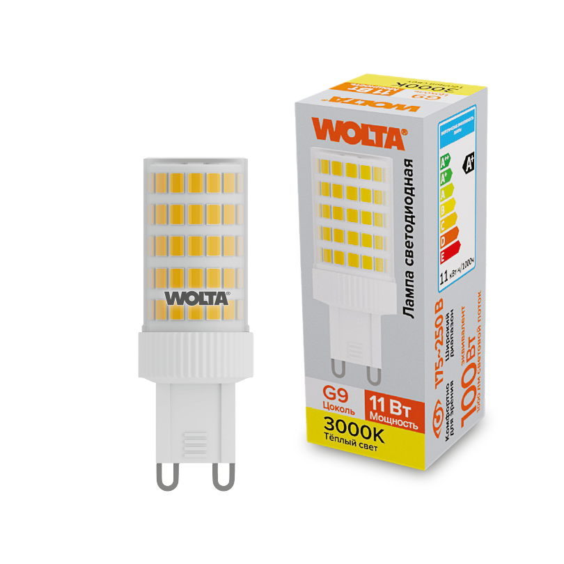 Светодиодная лампа WOLTA 11Вт 3000K G9 кукуруза матовая WSTD-JCD-11W3KG9-C в Санкт-Петербурге