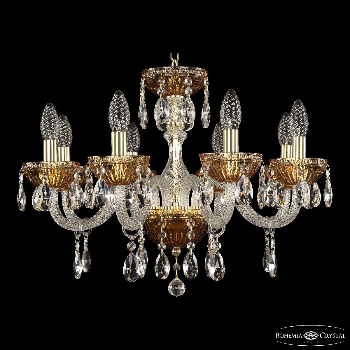 Подвесная люстра Bohemia Ivele Crystal 5417/8/195 G Amber/M-1G в Санкт-Петербурге