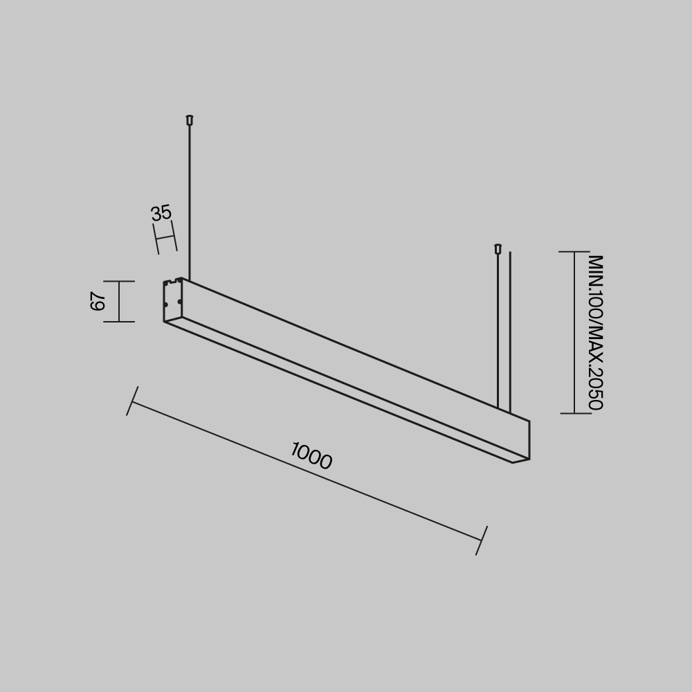 Линейный подвесной светильник Maytoni Technical 3000K 35x67 (Черный, 1 м) LL312043 в Санкт-Петербурге