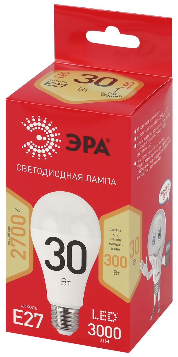 Лампа светодиодная Эра RED LINE LED A70-30W-827-E27 R 30Вт груша Б0069970 в Санкт-Петербурге