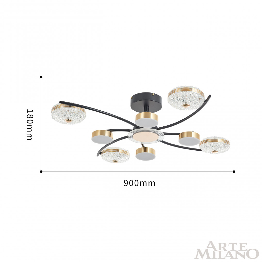 Потолочная люстра Arte Milano Ferrara 279169/4+4 BK/GD в #REGION_NAME_DECLINE_PP#