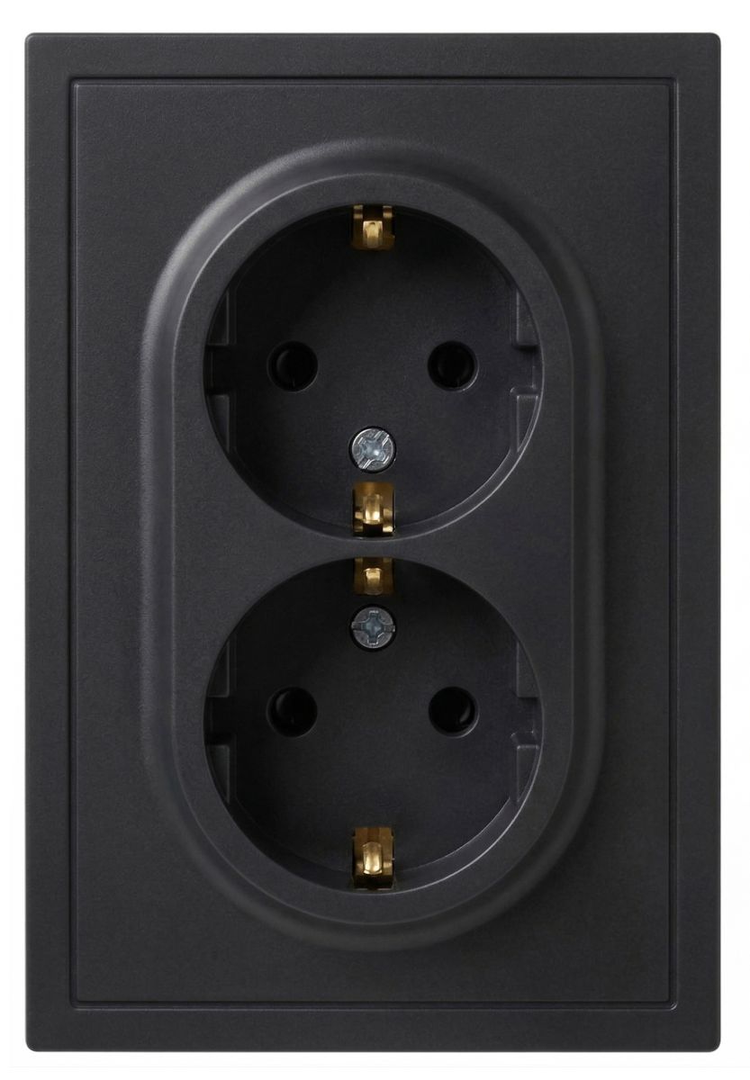 Розетка Эра Galaxy 15-2105-05 с заземлением двойная 2X2P+E Schuko со шторками IP20 16А-250В антрацит Б0070705 в Санкт-Петербурге