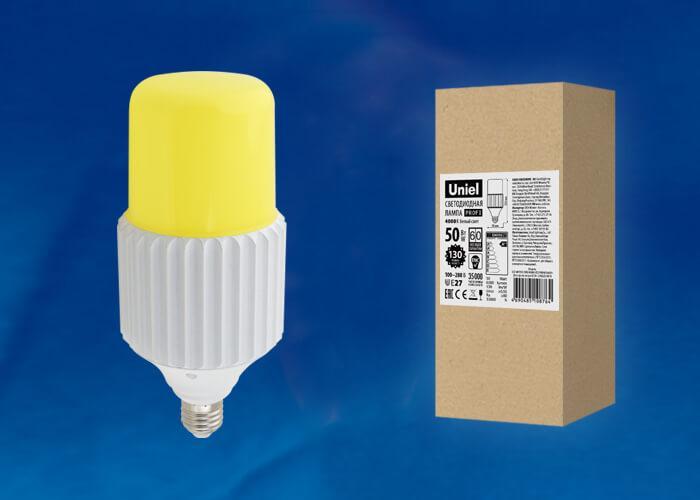 Лампа светодиодная сверхмощная (UL-00004064) Uniel E27 50W 4000K желтая LED-MP200-50W/4000K/E27/PH ALP06WH в Санкт-Петербурге