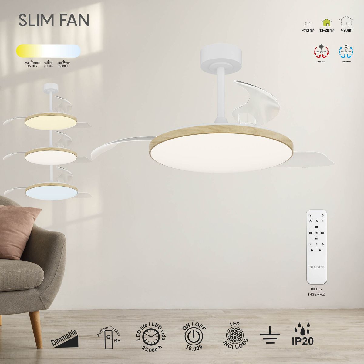 Люстра-вентилятор Mantra Slim Fan 9007 в #REGION_NAME_DECLINE_PP#