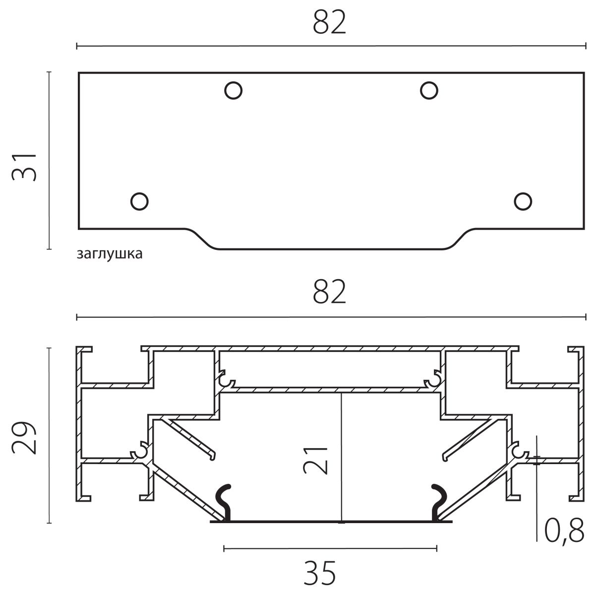 Торцевые заглушки (2шт) к профилю 5024X0-6AI Barra Base Lightstar 502467-AI в Санкт-Петербурге