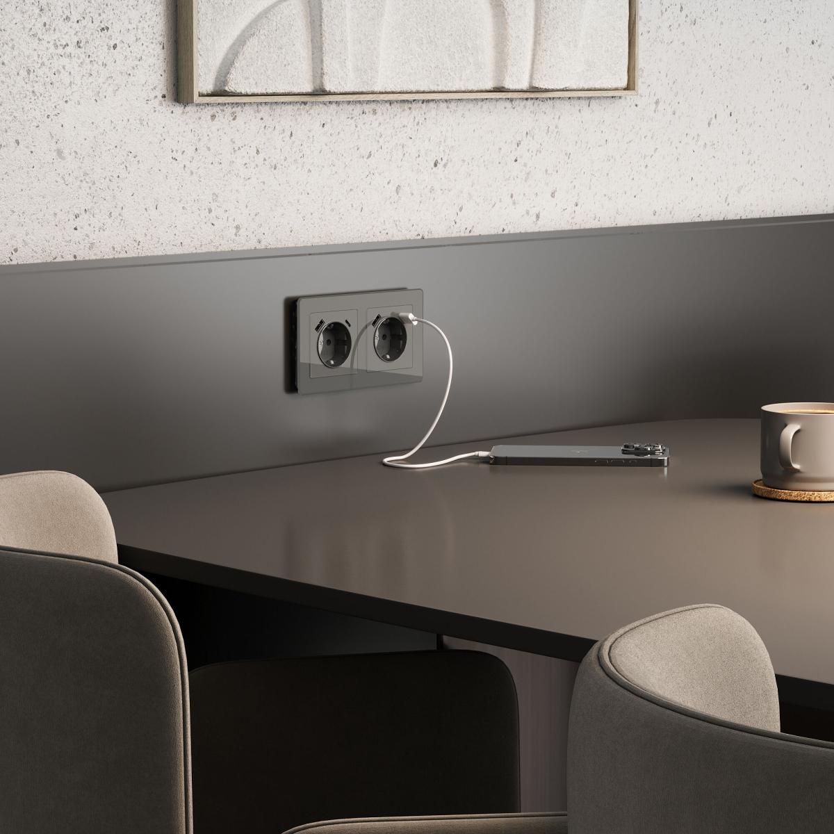 Розетка с заземлением, шторками и USB тип A+C Werkel 4690389197536 W1171744 a064093 в Санкт-Петербурге