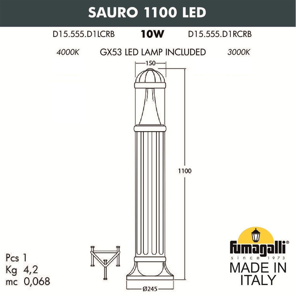 Ландшафтный светильник Fumagalli Sauro D15.555.000.BXD1L.CRB в Санкт-Петербурге