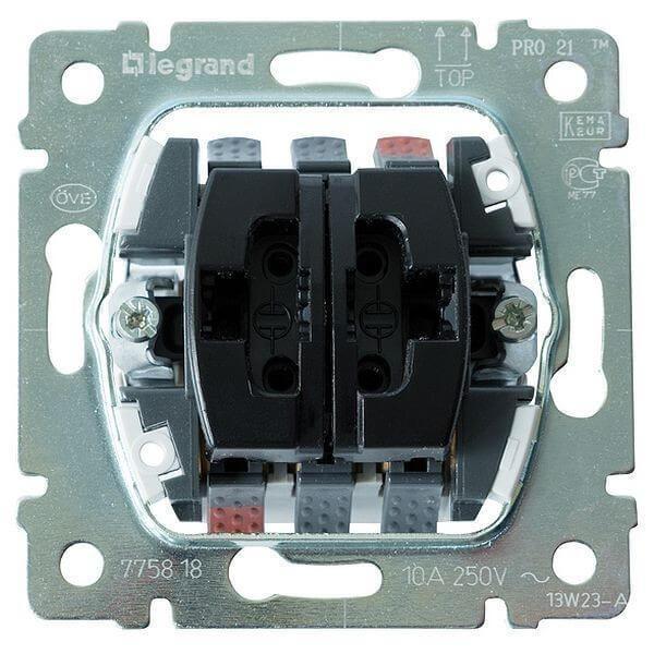 Переключатель двухклавишный кнопочный на 2 направления Legrand Galea Life 10A 250V 775818 в Санкт-Петербурге