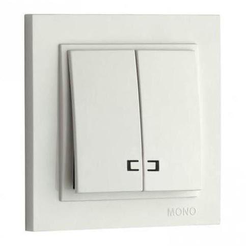 Выключатель двухклавишный с подсветкой Mono Electric Despina 10А 250В жемчуг 102-252525-103 в Санкт-Петербурге