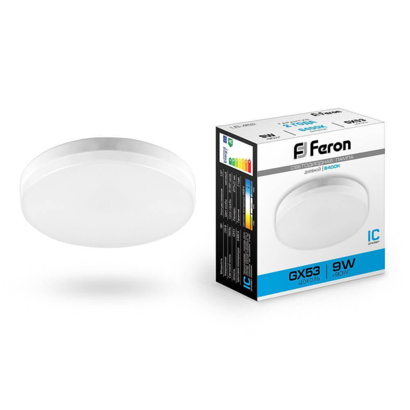 Лампа светодиодная Feron GX53 9W 6400K Таблетка Матовая LB-452 25867 в #REGION_NAME_DECLINE_PP#