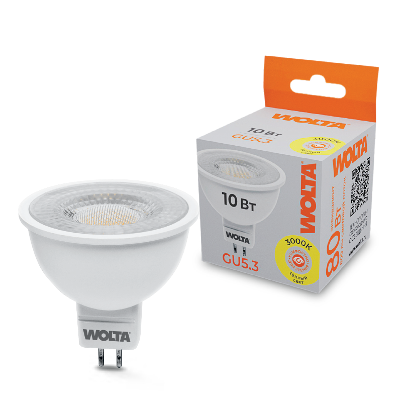 Светодиодная лампа WOLTA 10Вт 3000K GU5.3 матовая WSTD-MR16-220V10W3KGU5.3-L в Санкт-Петербурге
