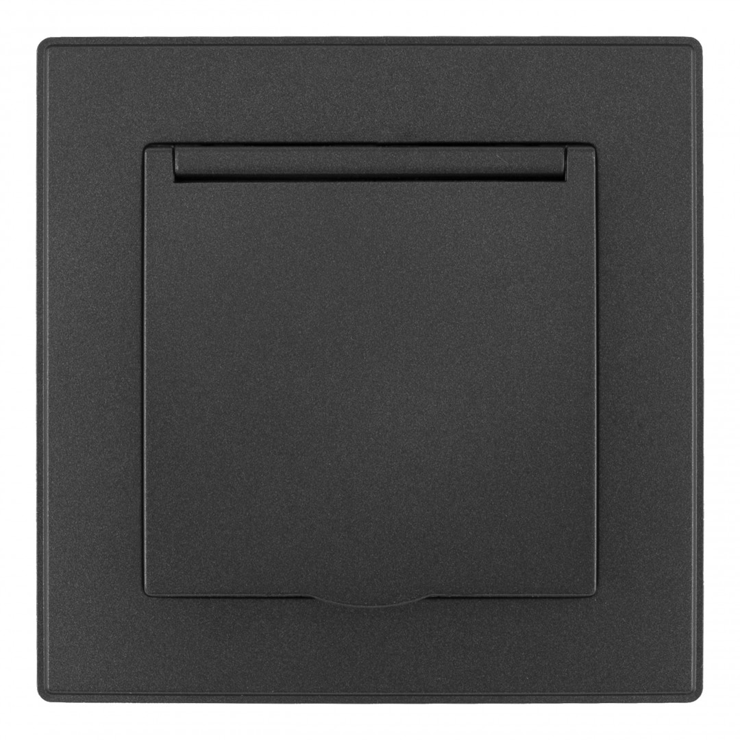 Комплект розетки с/з и шторками, защитной крышкой и рамкой Arte Milano SET06-1-41-1 black в Санкт-Петербурге