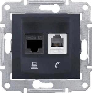 Розетка телефонная RJ-11 и Ethernet RJ-45 Schneider Electric Sedna UTP SDN5100170 в Санкт-Петербурге