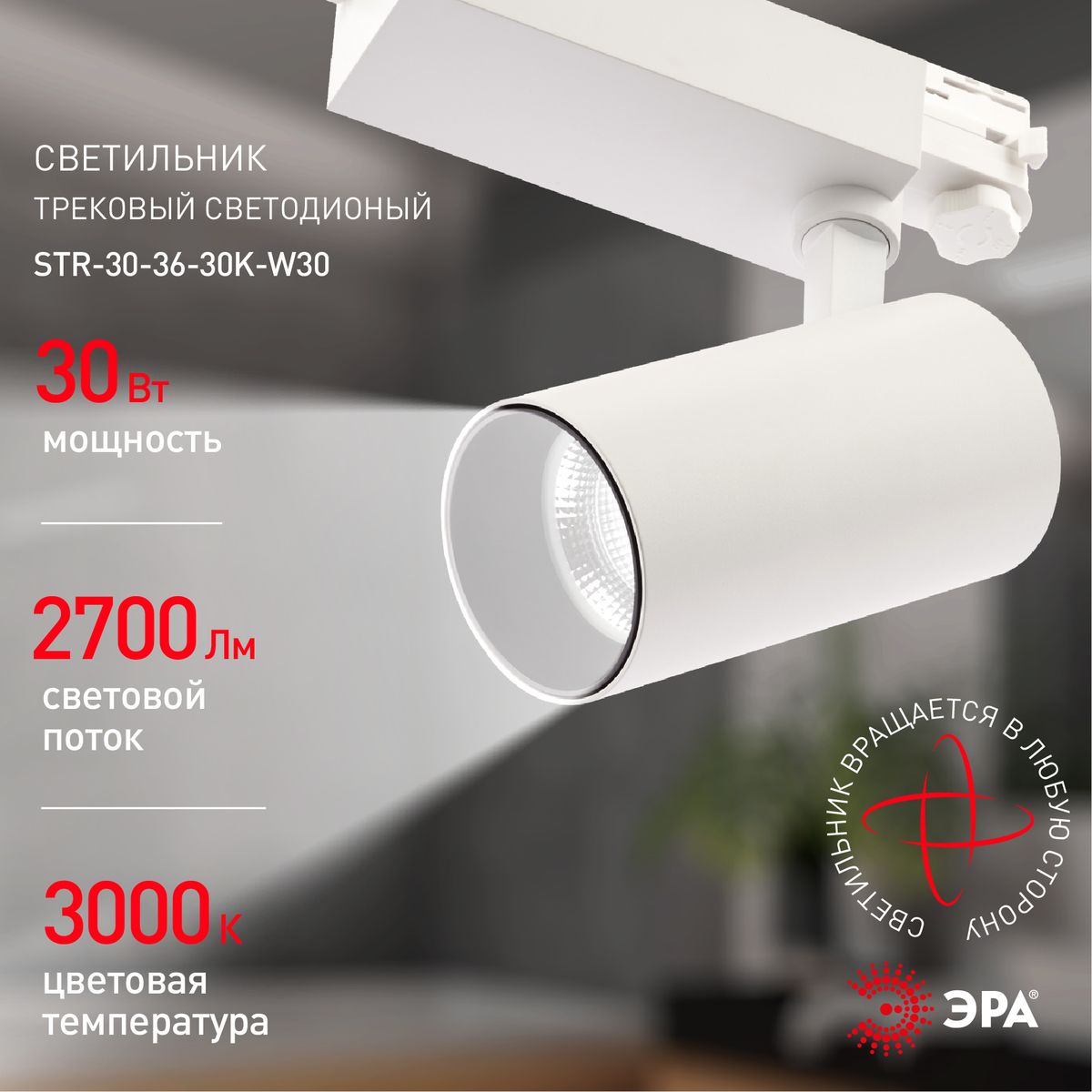 Трековый светильник ЭРА SТR-30-36-30K-W30 Б0049773 в Санкт-Петербурге