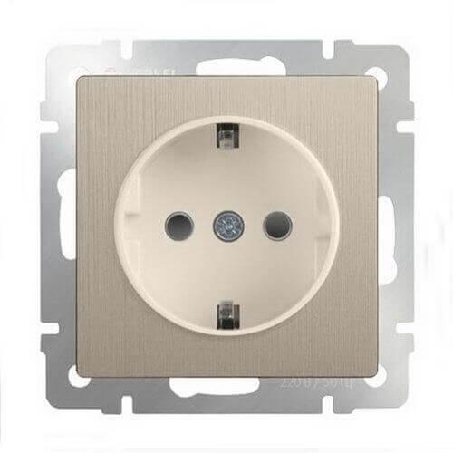 Розетка Werkel с заземлением шампань рифленая WL10-SKG-01-IP20 4690389085246 в Санкт-Петербурге