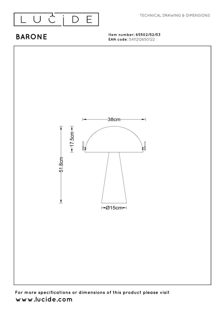 Настольная лампа Lucide Barone 65502/52/53 в #REGION_NAME_DECLINE_PP#