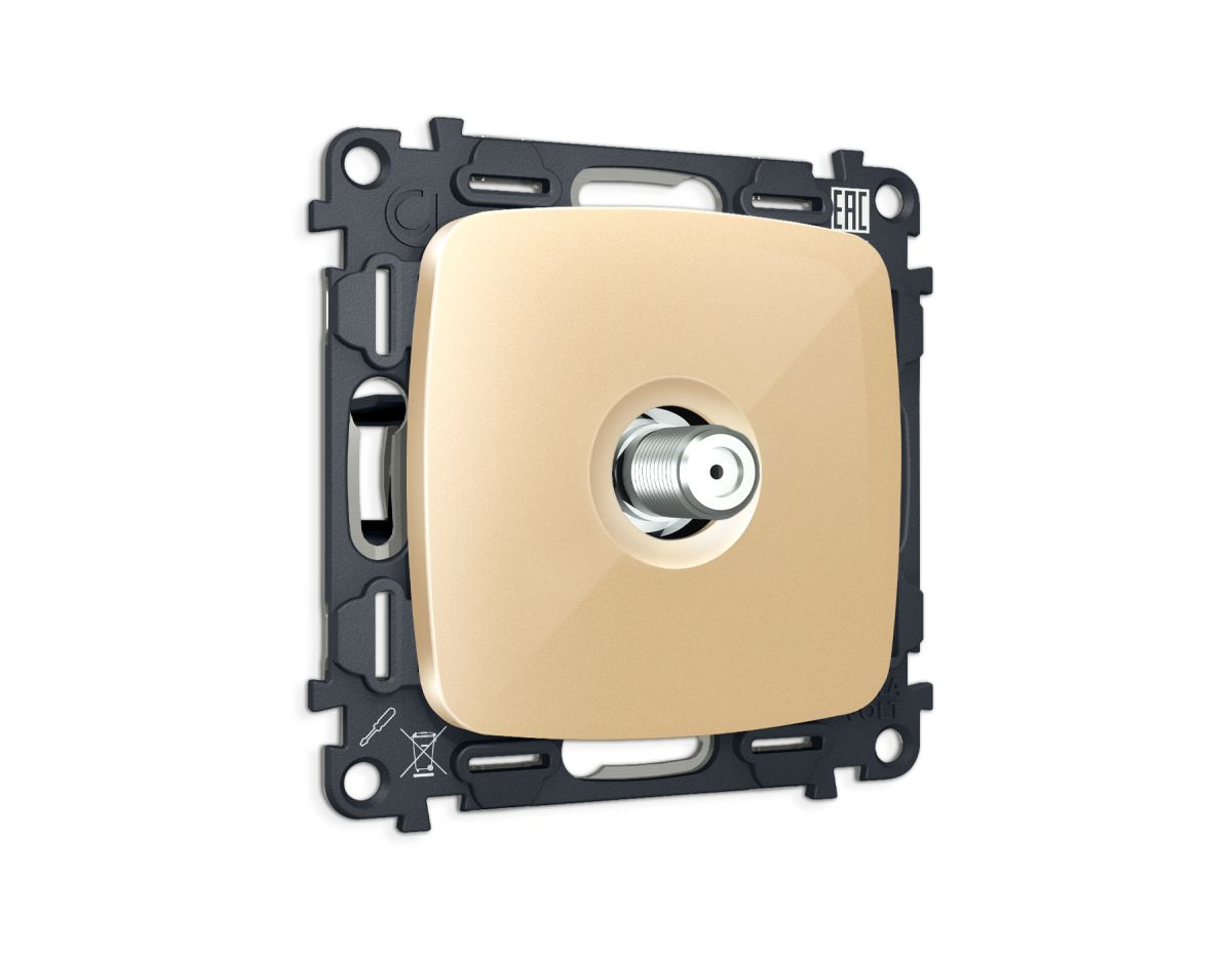 Комплект механизма TV розетки Ambrella Volt SAT 5-2400MHz 3.5dB OMEGA MO613050 Шампань QUANT (OP6130, VM215) в Санкт-Петербурге