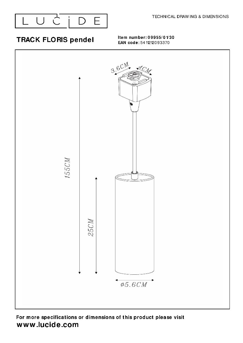Трековый светильник Lucide Track floris pendel 09955/01/30 в Санкт-Петербурге