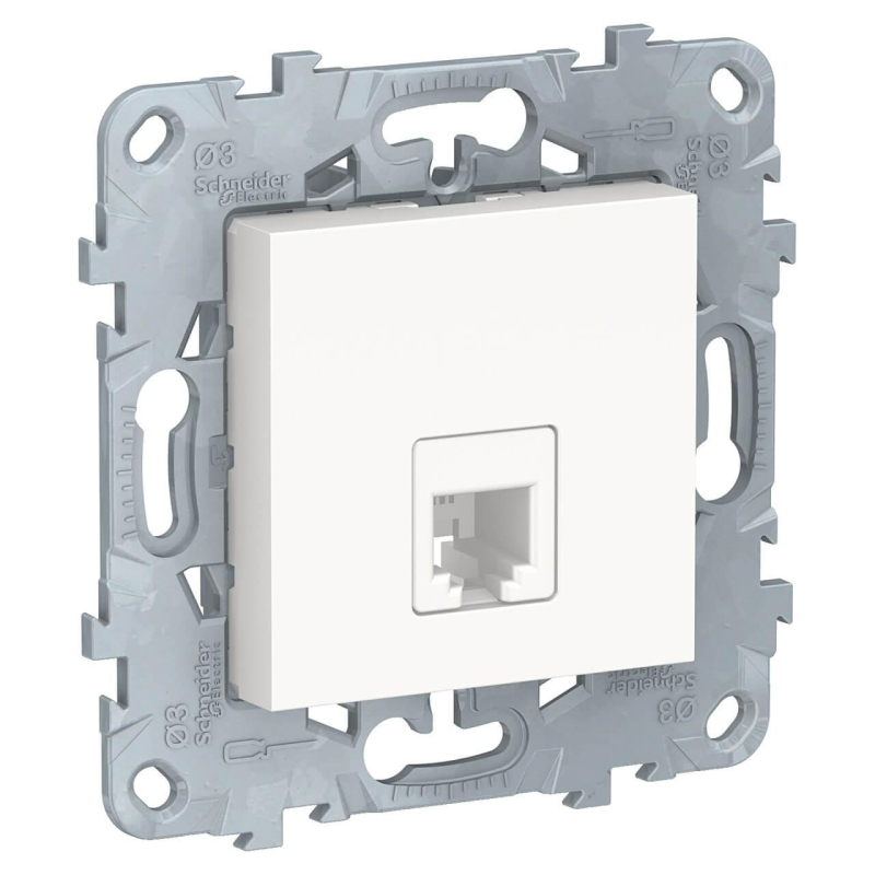 Розетка телефонная RJ11 одиночная 4 контакта Schneider Electric Unica New NU549218 в Санкт-Петербурге