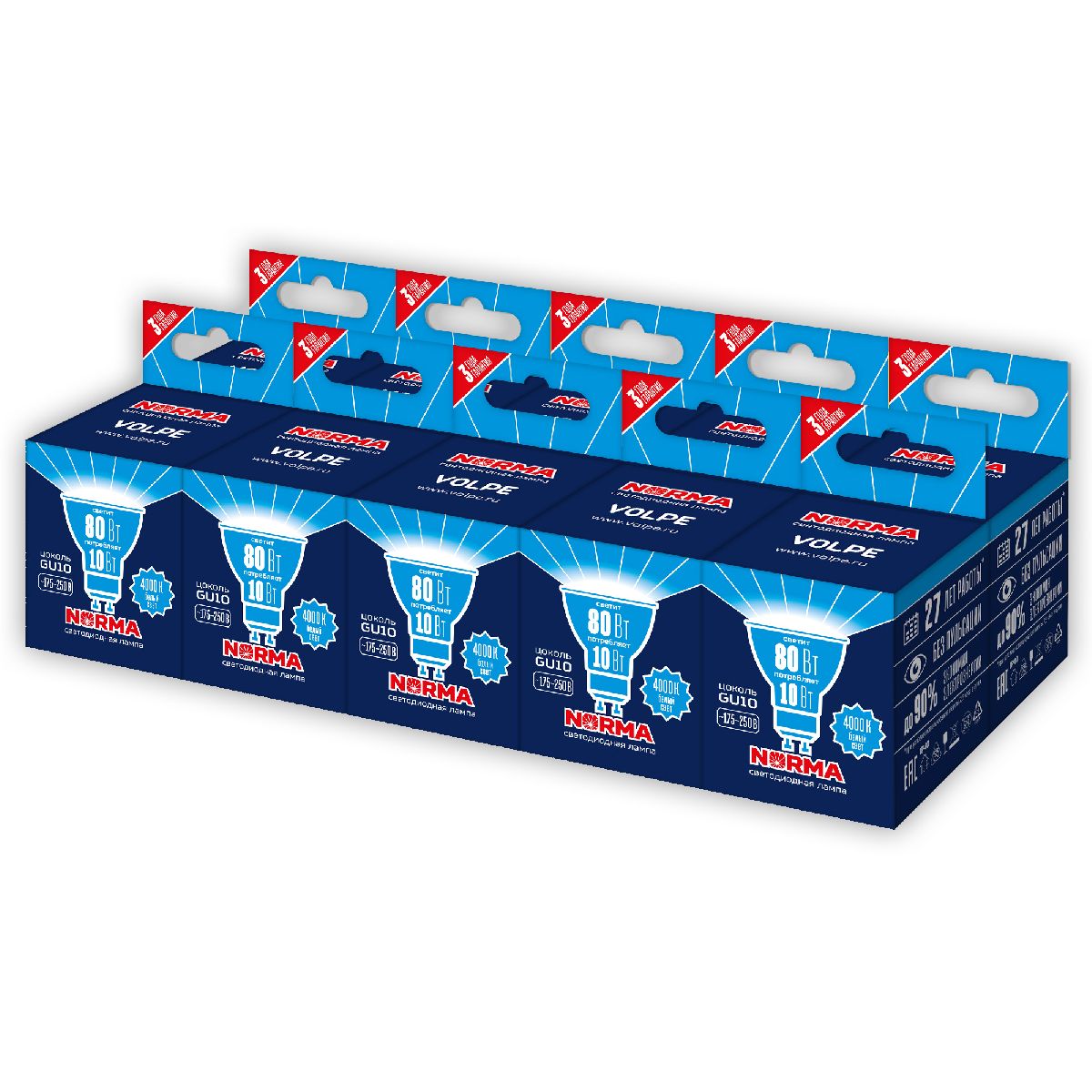 Лампа светодиодная Volpe Norma LED-JCDR-10W/NW/GU10/NR Набор из 10штук UL-00012507 в #REGION_NAME_DECLINE_PP#