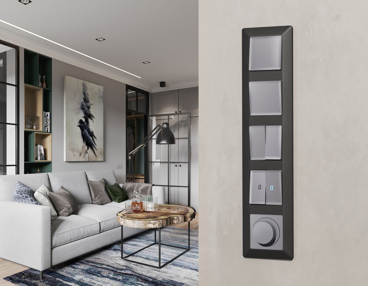 Комплект механизма 2-клавишного перекрестного выключателя 10A-250V Alfa Сталь матовый Quant Ambrella Volt MA503030 (AP5030, VM125) в #REGION_NAME_DECLINE_PP#