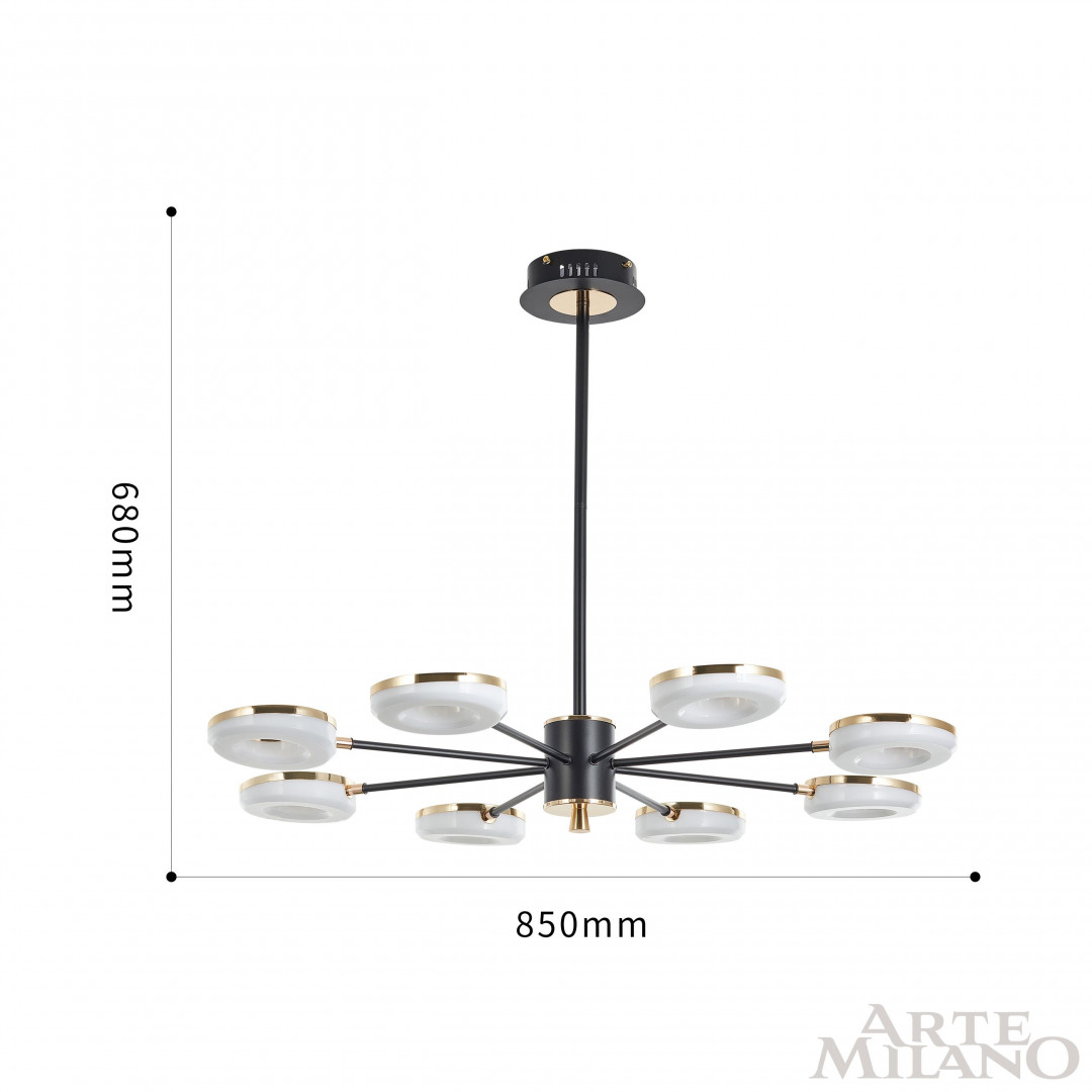 Люстра на штанге Arte Milano Ferrara 277499/8 BK/GD в #REGION_NAME_DECLINE_PP#