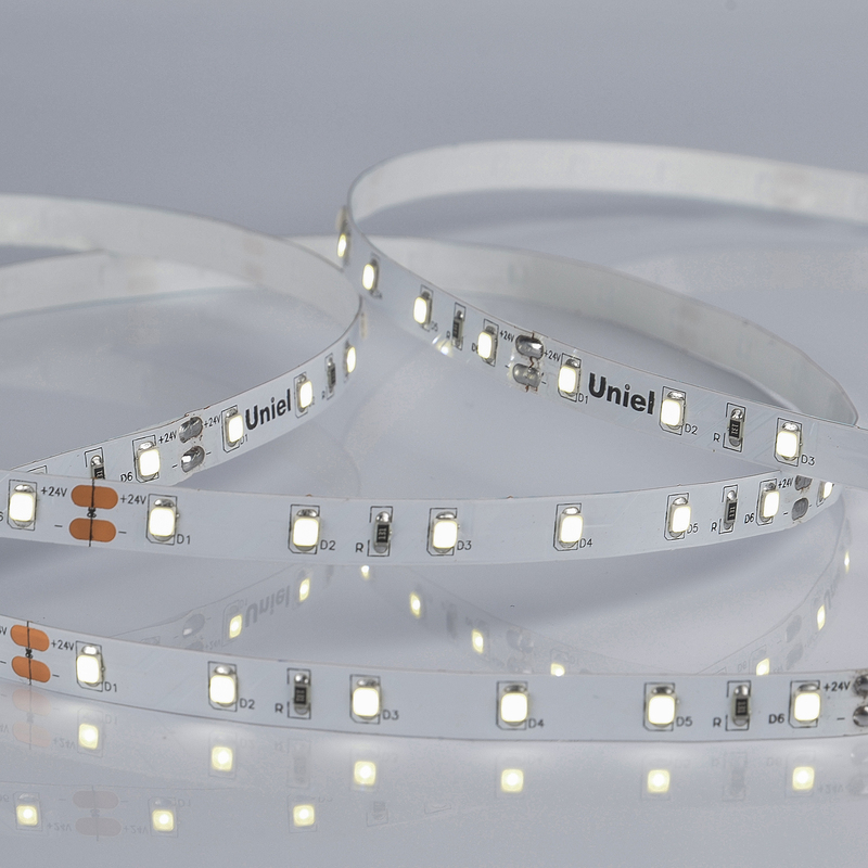 Светодиодная лента Uniel ULS-2835-60LED/m-8mm-IP20-DC24V-6W/m-5M-DW катушка в герметичной упаковке в Санкт-Петербурге